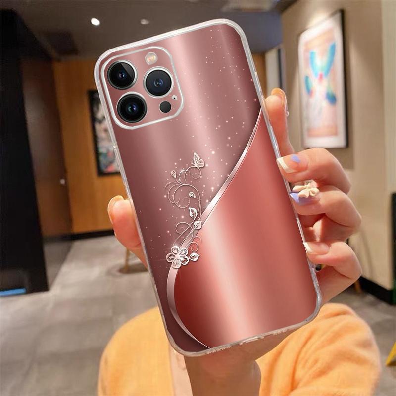Love Bow Gold Rose Heart Phone Case For iphone 17ProMax Air 16 15 14 13 Pro Max 15 16 Pro 15Plus Mobile Phone Case Funda