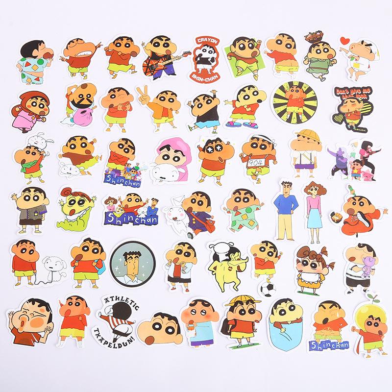 Crayon Shin-chan Cute & Creative Waterproof Stickers for Suitcase, Personalized Decoration, 50 Self-Adhesive Sheets