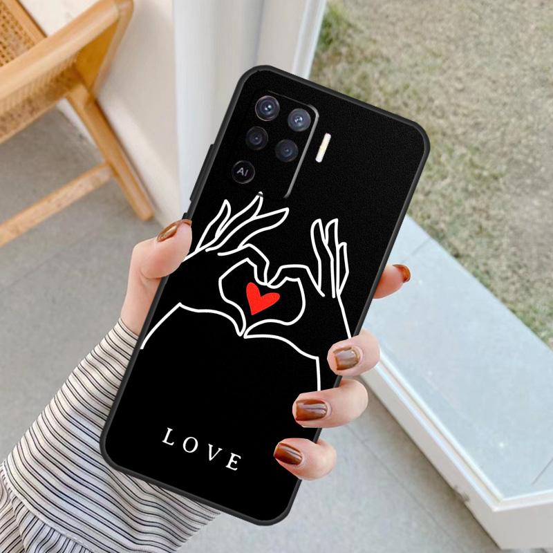 Hand hält Mond Finger Herz Hülle Für Oppo A76 A16 A96 A17 A18 A60 A80 A40 A38 A58 A78 A98 A94 A74 A54 A15 A57 A77 A5 Pro