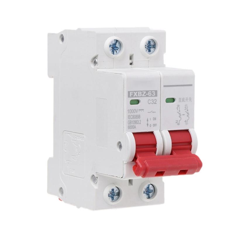 2P Solar Energy Photovoltaic DC Circuit Breaker PV Switch MCB DC 1000V 10A / 16A / 32A / 50A / 63A Air Switch
