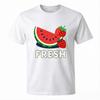Summer Fresh Watermelon And Strawberry Fresh Print T Shirt Casual Tee Unisex Summer Cotton Short Sleeve Fruit Lover Tops