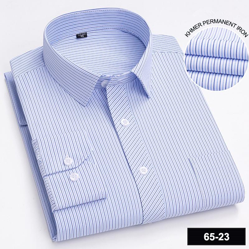 Men's Long Sleeve Shirt High-quality Fashion Casual Print Plaid Stripe Single Pocket Fit Business Formal Office Four Season Top