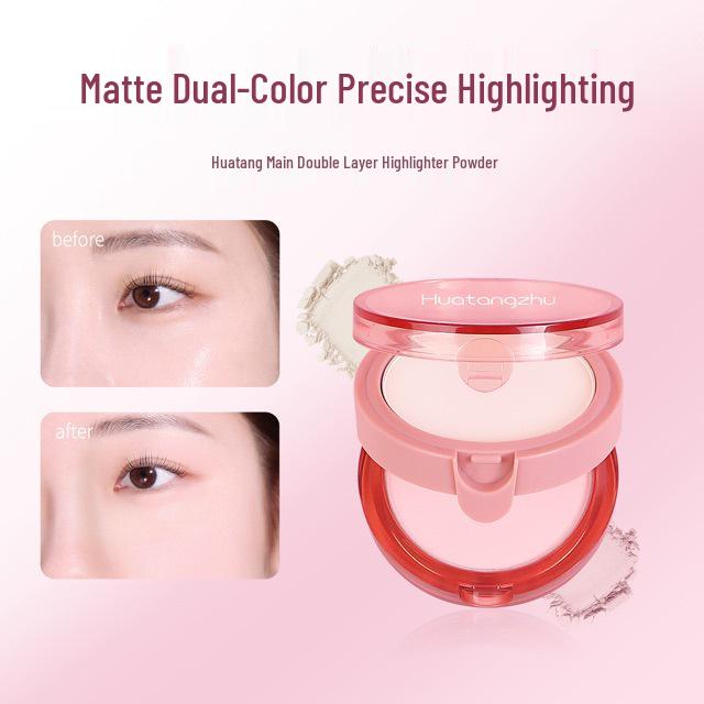 Huatang Master Dual-Layer Highlight Powder: Natural Brightening Matte Contour for Students