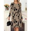 Damen-Pulloverkleid mit Aufdruck, Rundhalsausschnitt, Oversize, bequem, für Herbst/Winter