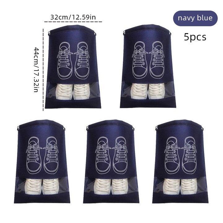 5pcs Shoes Storage Bag Nonwoven Travel Portable Shoes Bag Drawstring Dust Large Capacity Garment Classification Hanging Bags