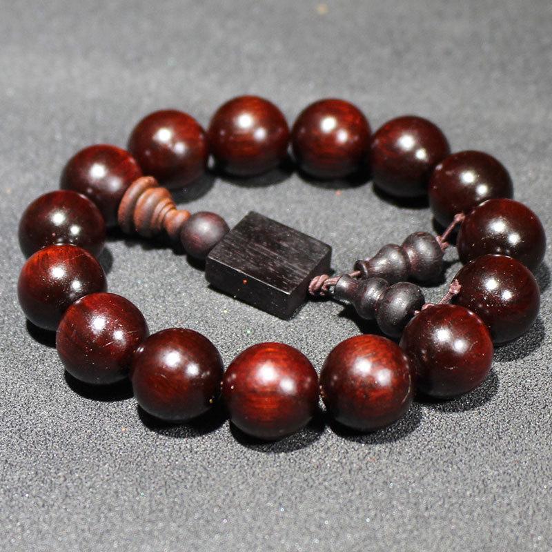 Purple Sandalwood Rhinoceros Horn Prayer Beads Bracelet with High Oil Content - 20 Red Wood Beads