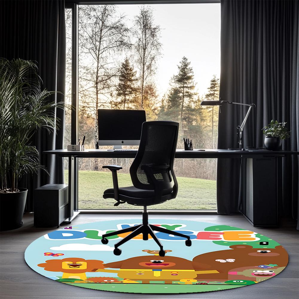 Hey Duggee Printed Round Rug Carpet Chair Rug Area Rug Entryway Doormats,for Office Chair Living Room Bedroom Kitchen Room.