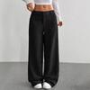 Women's Corduroy Wide Leg Pants with Patchwork Design High Waist Loose Fit Casual Trousers