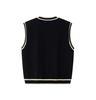 Unisex Retro Japanese Color Block V-neck Knit Vest, Basic Loose Sleeveless Sweater, Versatile Niche Style