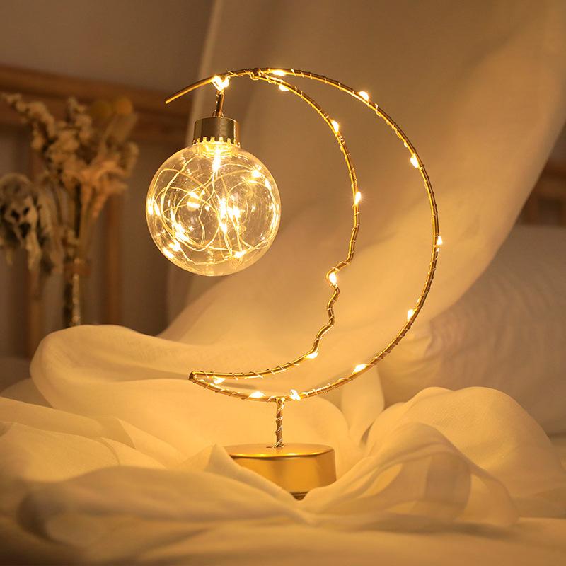Christmas Decorative Lights, Iron Moon Indoor Ornaments, Night Lights, Birthday Gift Styling Lights