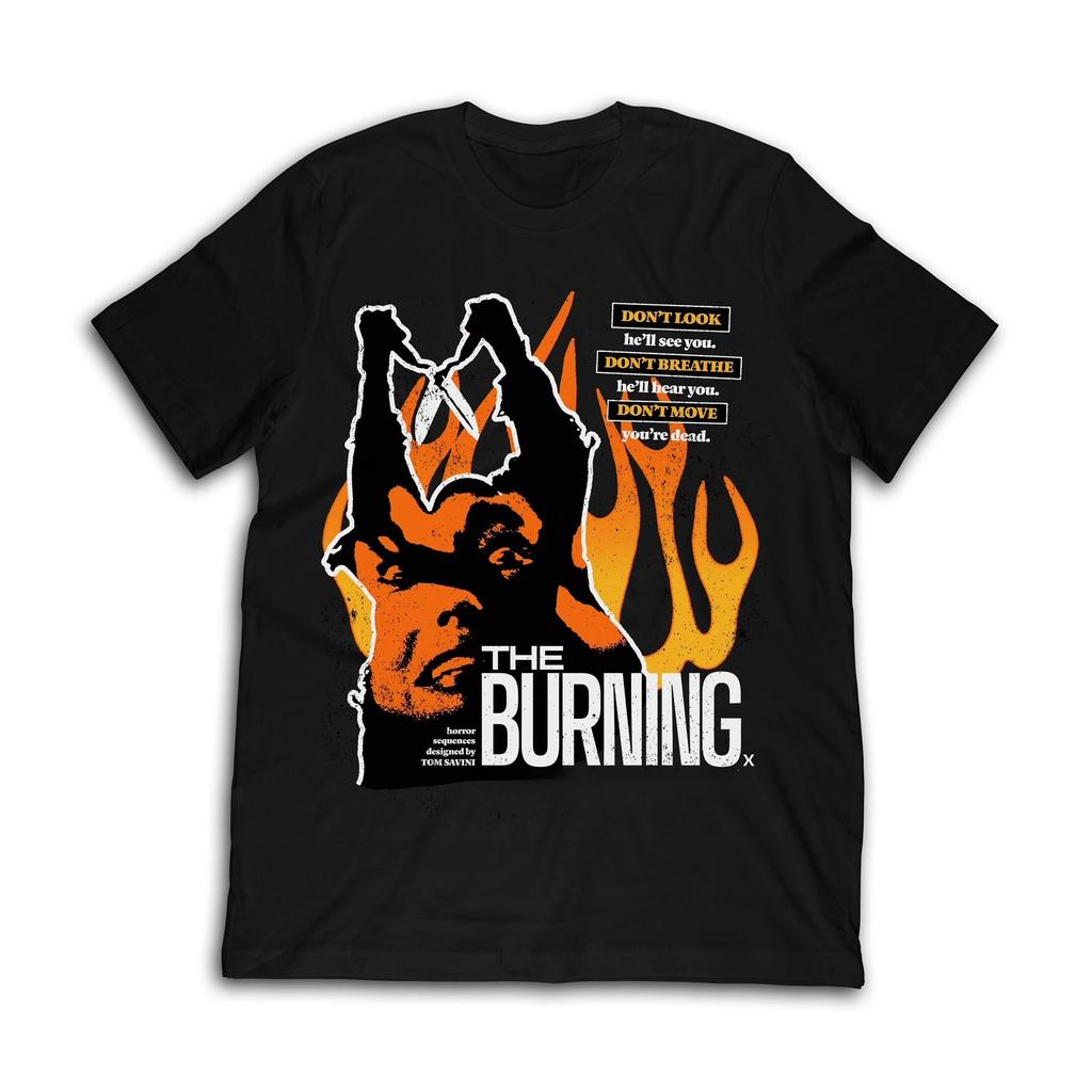 The Burning Campfire Slasher Graphic T-Shirt Men Women Retro 80s Horror Movie Fan Casual Street