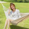 Hängematte aus Outdoor-Leinwand, tragbar, verdickt, Einzel-Doppel-Hängematte mit Überrollschutz