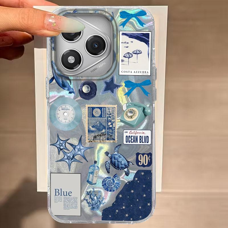 

Чехол для телефона Honor 200 400 Lite 400 200 Pro X9b Magic 7 6 Lite X9c X9a X9b X8b X7c Милое Синее Сердце Морская Звезда Для Honor 400 Сумка HONOR 400 Pro