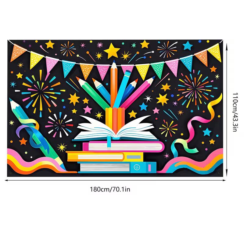 2D Back To School Photo Backdrop Classroom Party Decor Cloth