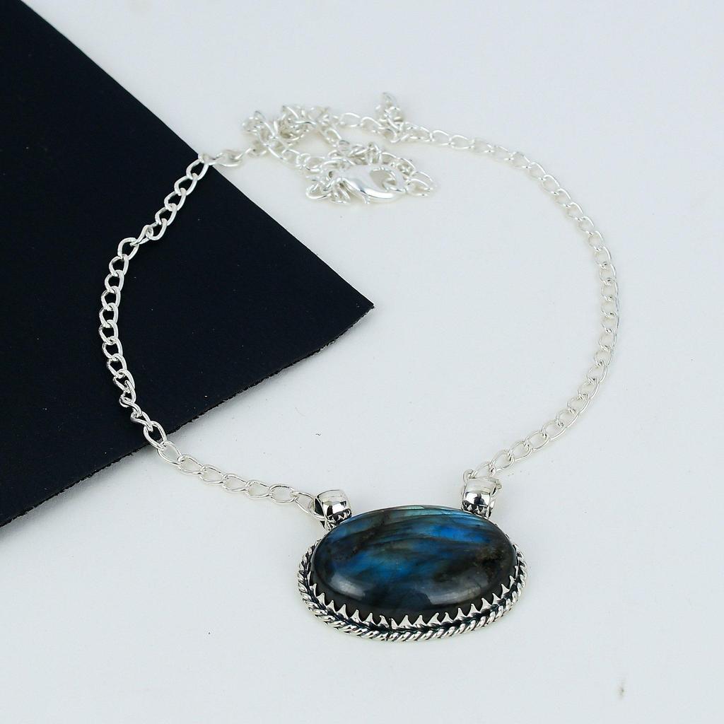 Modrý oheň labradoritový drahokam ručně vyrobený 925 stříbrný náhrdelník přírodní labradorit ručně vyráběný šperk pro ženy náhrdelník pro ni