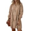 Women's Turn Down Collar Three Quarter Sleeve Shirt Dress Loose Fit Relaxed Waist Casual Tiered Mini Dress