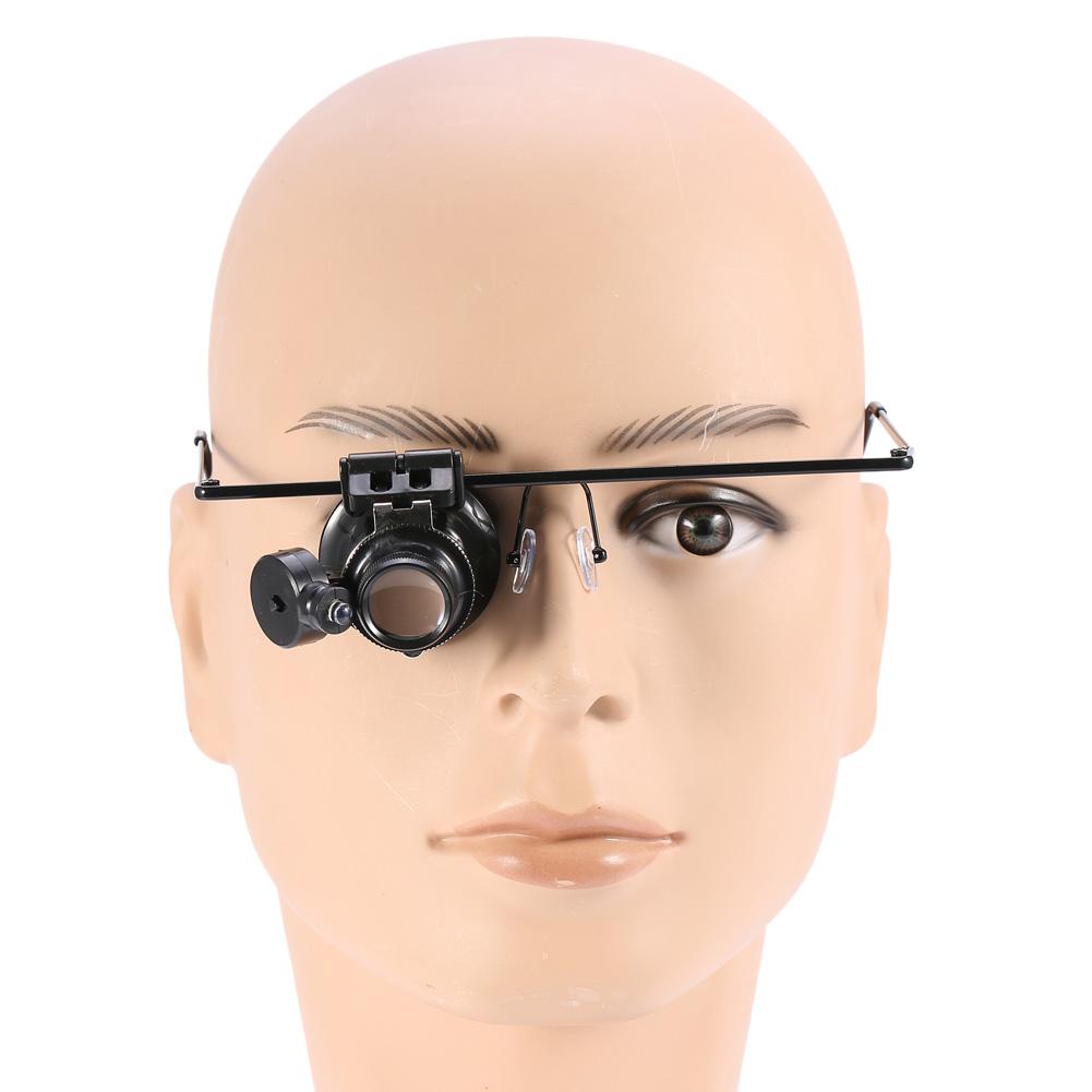 20X Magnification Single Eyeglass Magnifying Jeweler Watch Repair LED Light Magnifier