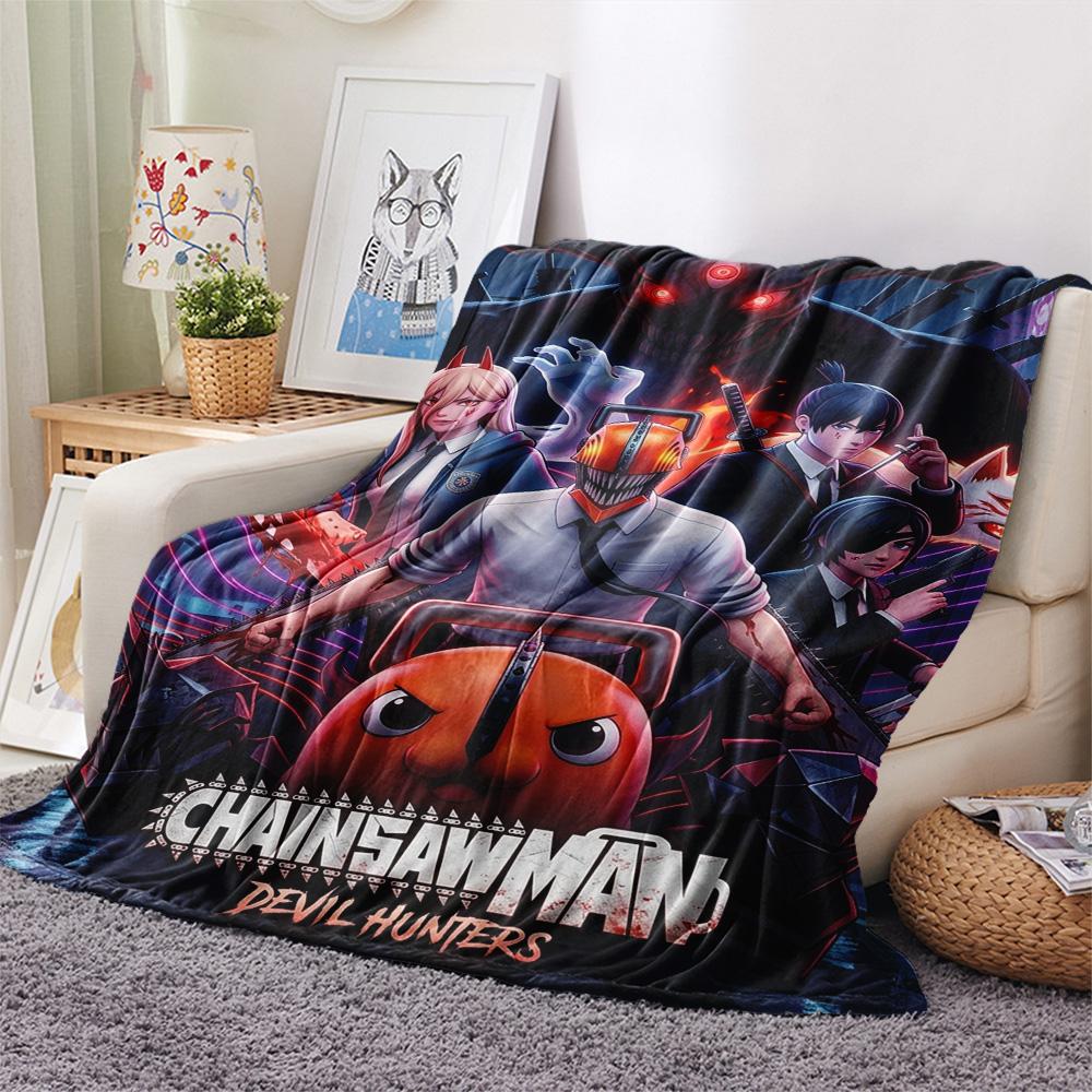 1 Stück Chainsaw Man Gemustert Flanelldecke Geeignet für Alle Jahreszeiten Für Heimdekoration Wärme Und Komfort Geschenke Feiertagsgeschenk
