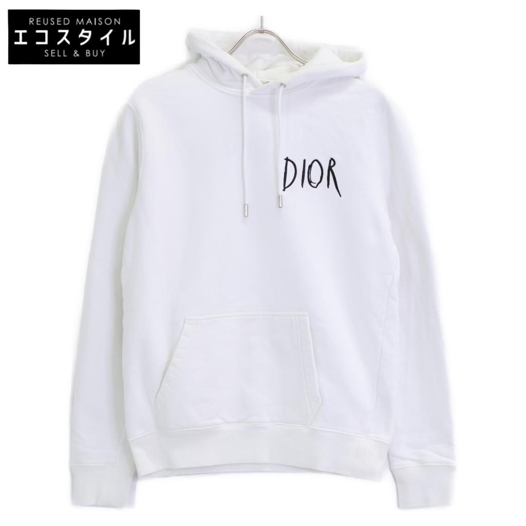 DIOR x Raymond Petitbon 943J600E0531 White Logo Embroidered Sweatshirt Hoodie Oversized tops S whiteUsed