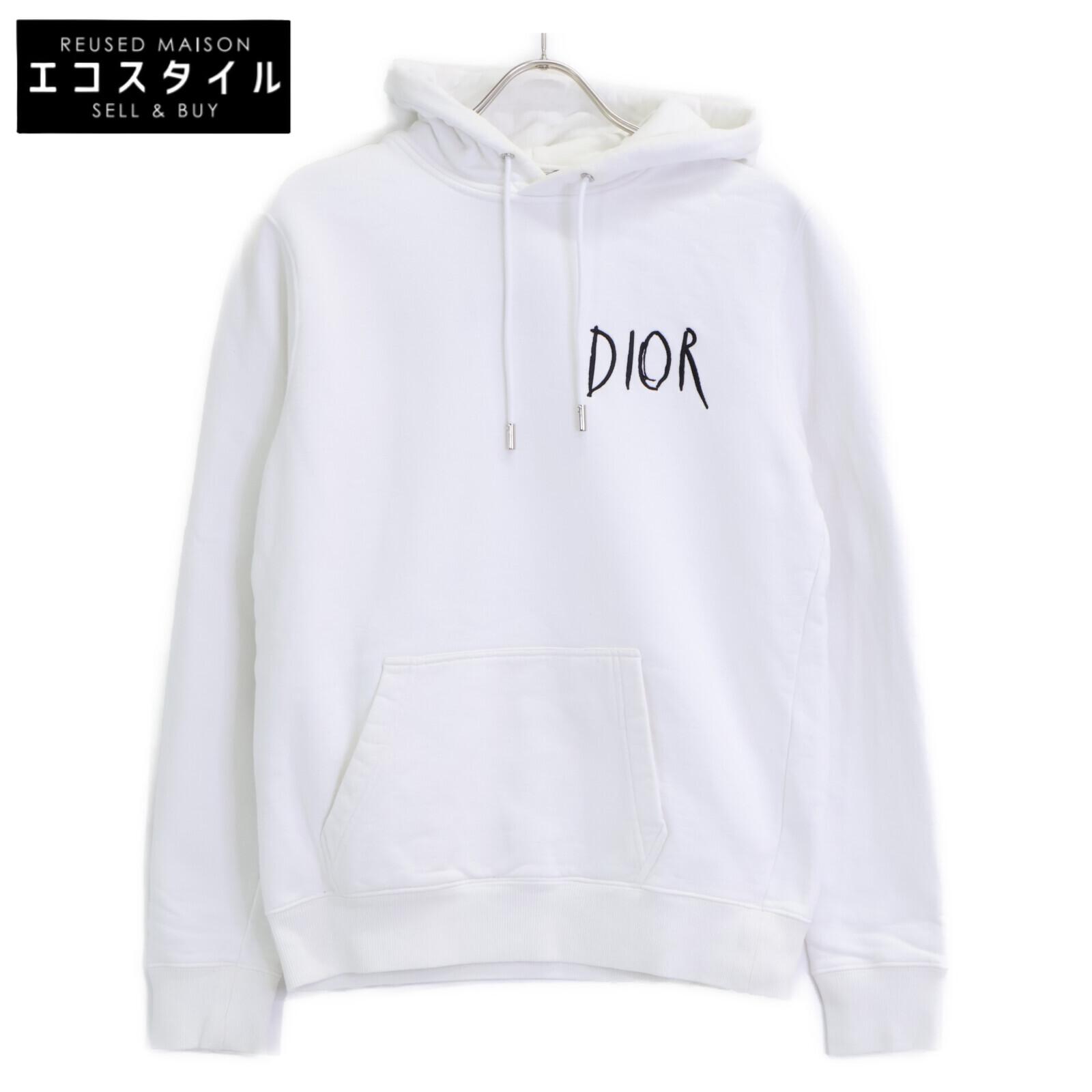 

DIOR x Raymond Petitbon 943J600E0531 White Logo Embroidered Sweatshirt Hoodie Oversized tops S whiteUsed