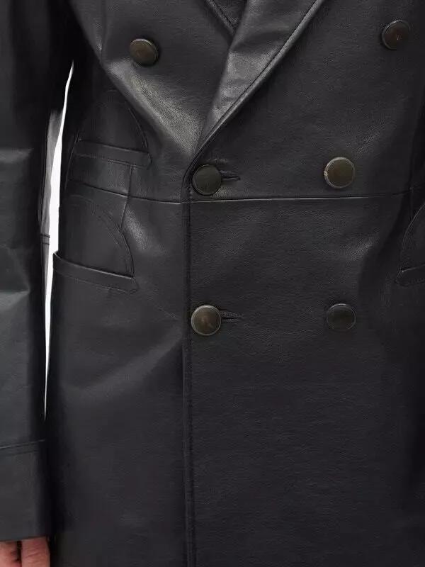 Черный кожаный пиджак мужской пиджак из чистой овчины ручной работы для вечеринок формальный стильный наряд XL чёрный