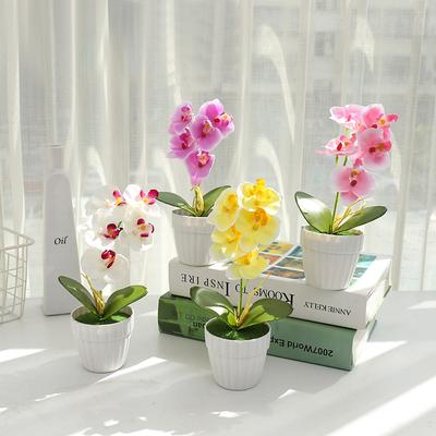 Artificial Flower Simulation Butterfly Orchid Potted Bonsai with Pot Creative Fake Potted Plants Simulated Silk Flower Decor