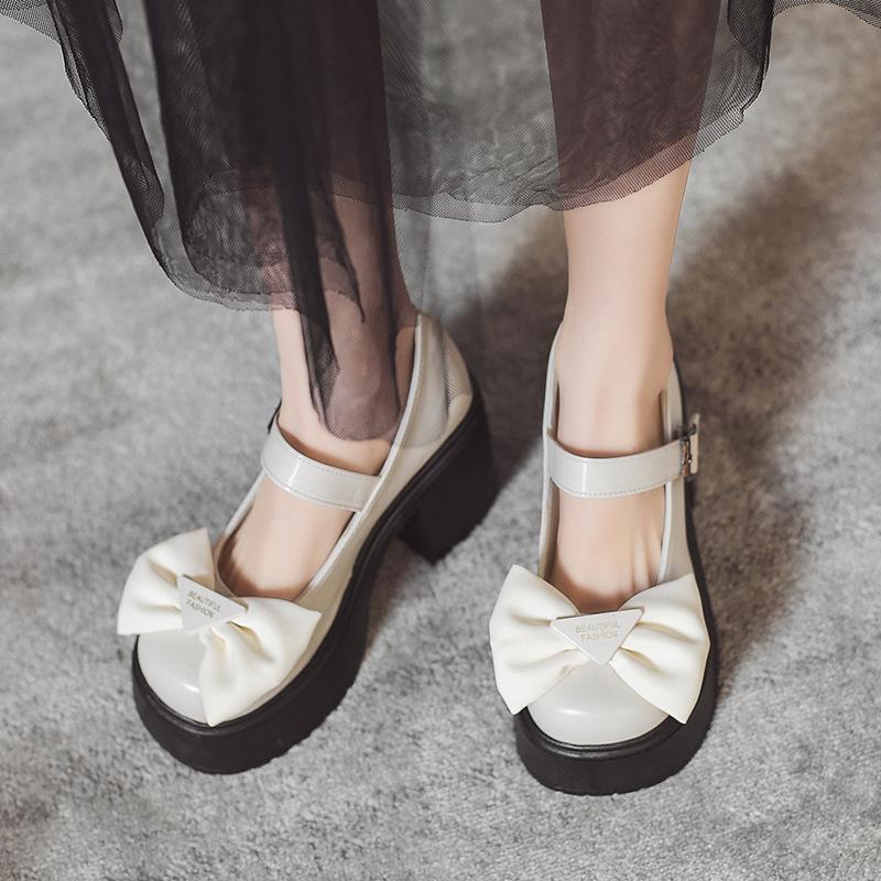 Summer new Mary Jane women's shoes thick heel platform uniform single shoes high heels women's retro