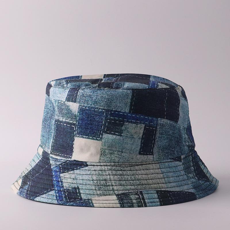 Digital printing small edge bucket hat spring and summer double-sided can wear outdoor sunshade basin hat spot
