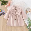 Autumn & Winter Girls' Bow Lapel Single-Breasted Coat