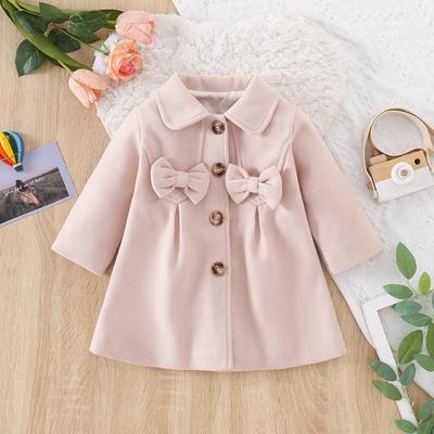 Casaco Feminino de Outono e Inverno com Lapela de Laço de Botão Único