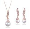 European and American Style Jewelry Set Diamond Angel Wings Pearl Rhinestone Stud Necklace