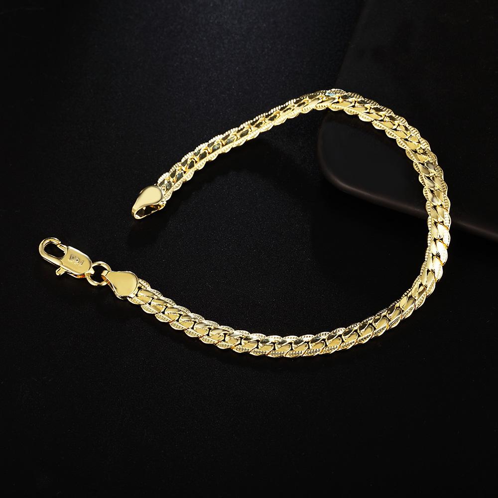 925 Sterling Silver 18k Gold Side Chain Bracelet