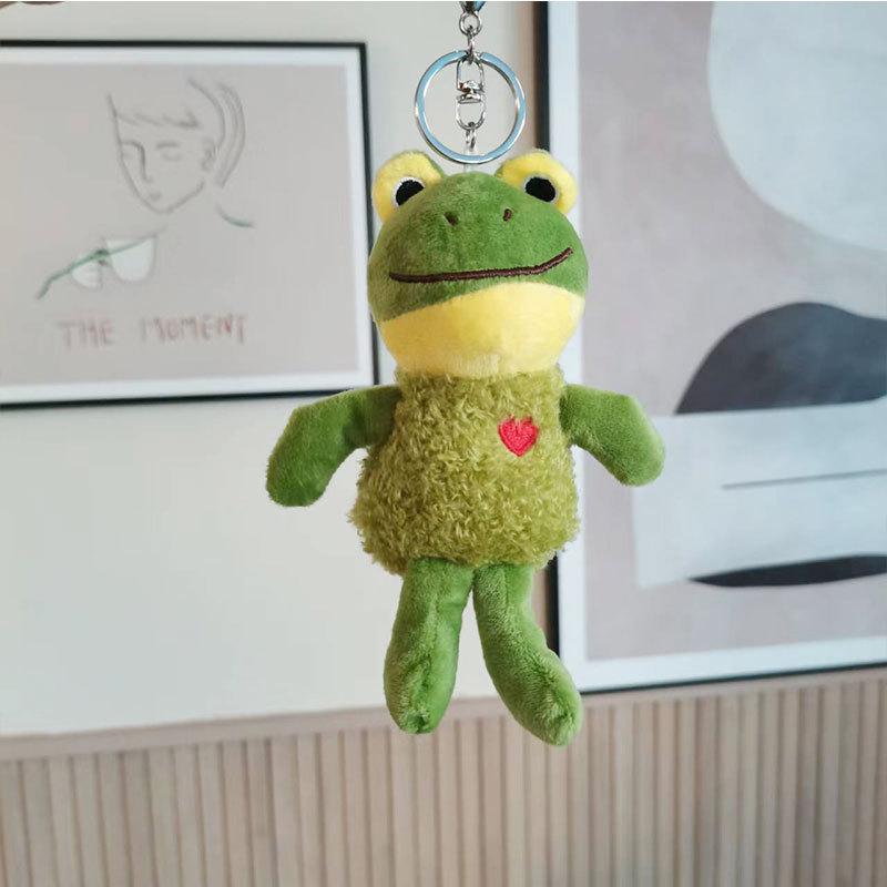 1Pcs Cute Plush Frog Keychain Personality Cute Big Eyes Plush Soft Body Love Doll Keychain Backpack Car Accessories Kidss Toys