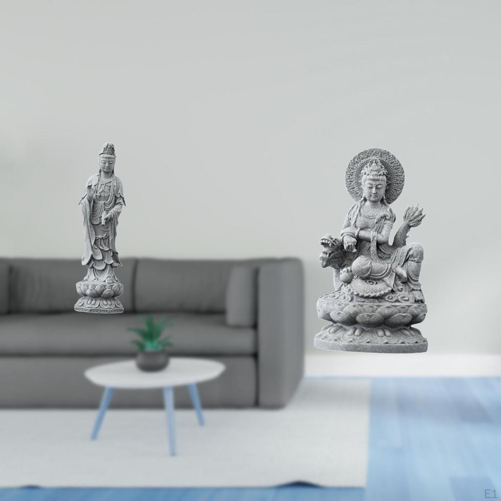 Guan Yin Statue Stone Ornament Artwork Feng Shui Collection Chinese Female Buddha Sculpture Kuanyin