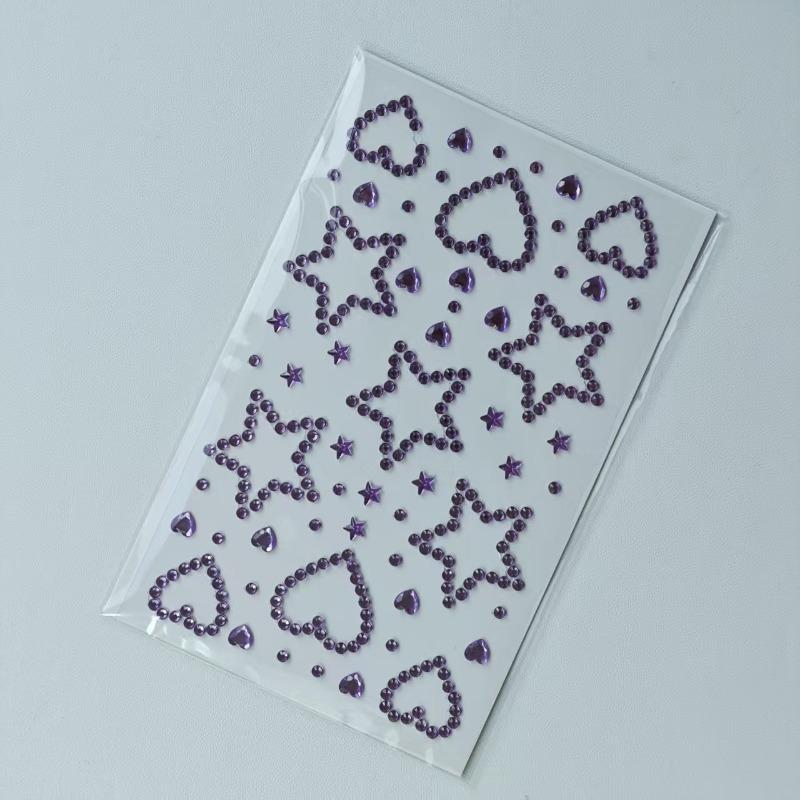 Beautiful Shiny Crystal Rhinestones Pearl Star 3D Stickers Scrapbook Phone Case DIY Decorations Dance Show Makeup Face Stickers