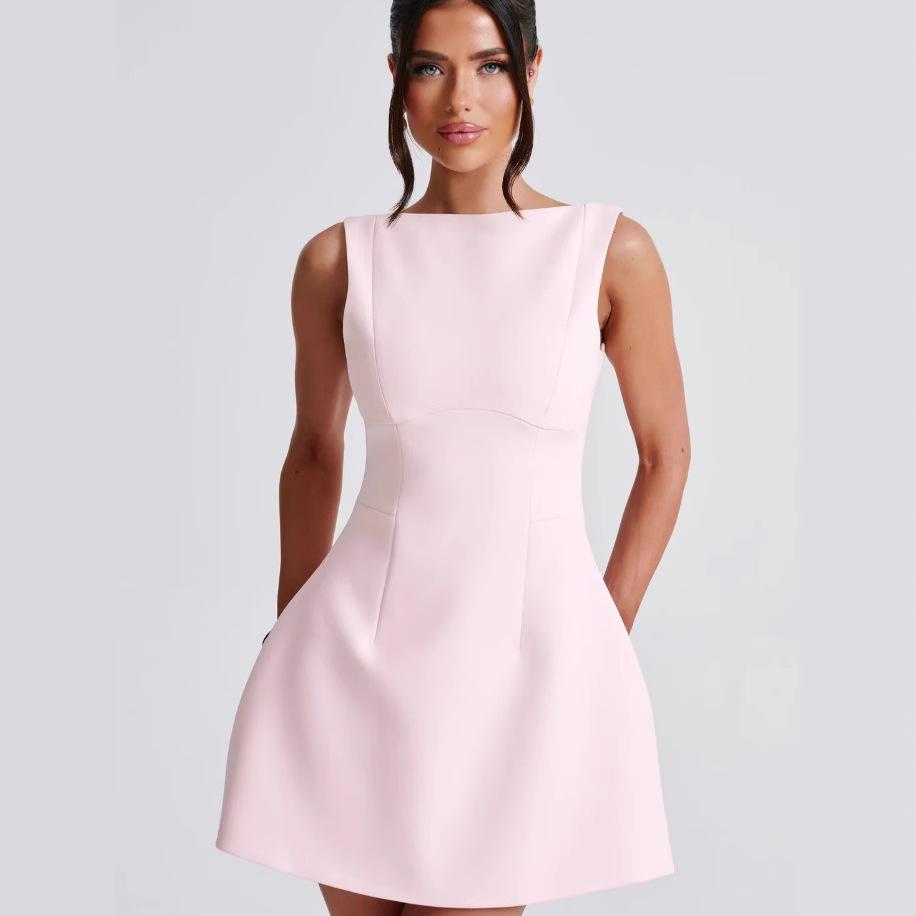 Women's Petite Sleeveless Summer Dress - Pear-Shaped, Waist-Slimming, Sweet and Simple Design