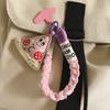 Anti-lost Leather Pizza Pendant Safety Chain Hanging Lanyard Keychain  Couple