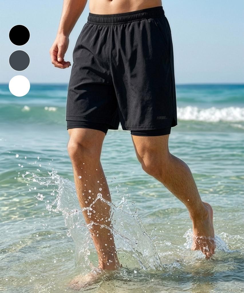 Helingbon Men'S Water Leggings Two-In-One Rash Guard Swim Pants (3 Colors) / Ai334M