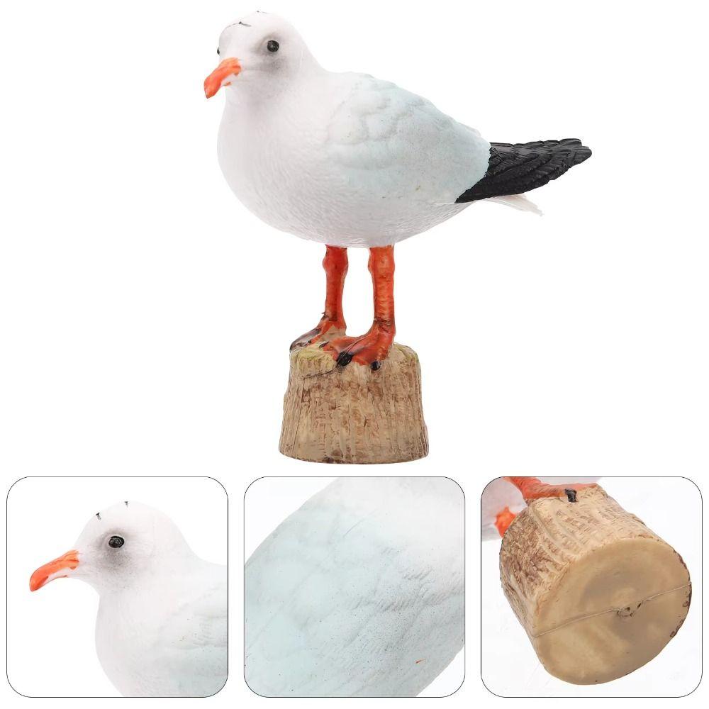 Cute Seagull Statue Cartoon Miniature Bird Figure Bird Animal Figures  Car Interior Decorations