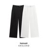 2025 Spring Women's European-American Style Fashionable Wide-Leg Twill Pants