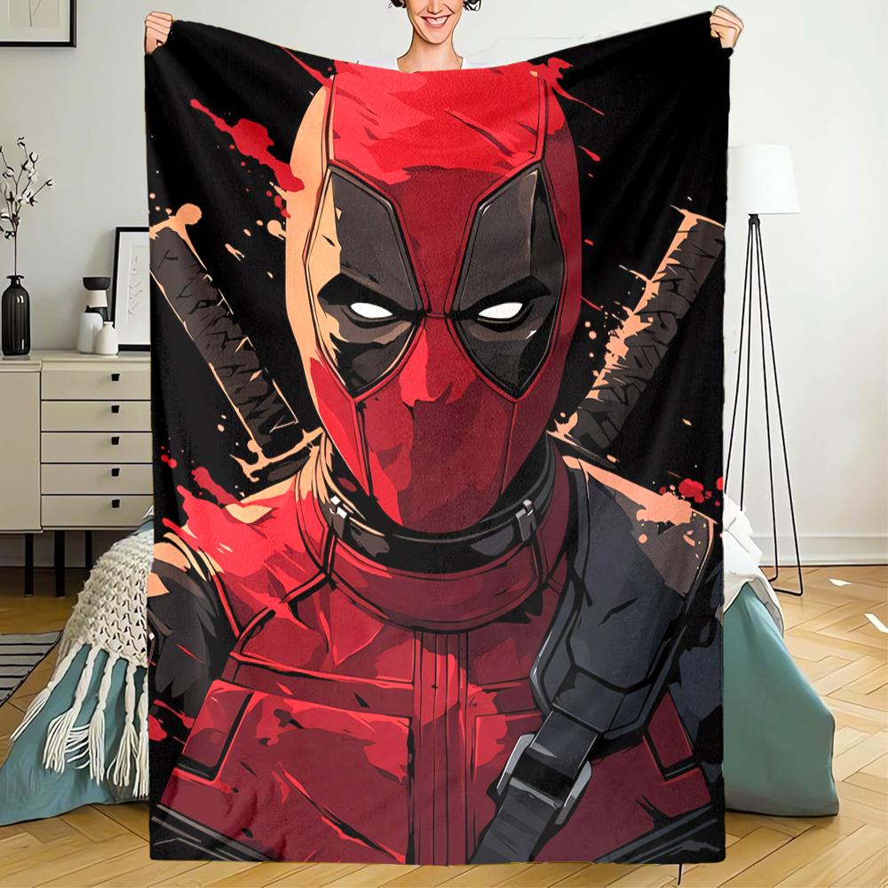 Deadpool Theme Printed Blanket - Perfect for Couch, Bed, Travel & Outdoor Use | Machine Washable, Cozy & Durable.