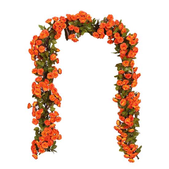 

Роза Искусственные Цветы Симуляция Лианы Реалистичный Вид Яркий Цвет DIY Искусственные Растения Лианы Свадебное Украшение оранжевый