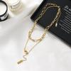 Korean Retro Gold Lentil Double-Layer Clavicle Necklace - Titanium Steel, Fade-Resistant