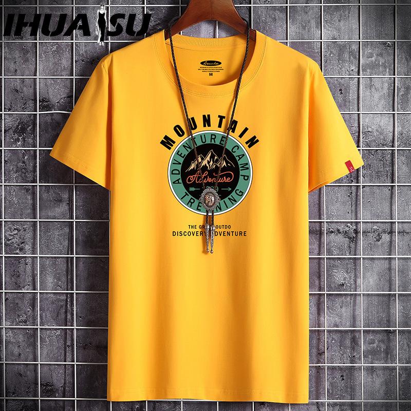 IHUASU Kurzarm-T-Shirt aus Baumwolle für Herren, modisch, lockeres Halbarmhemd, bedrucktes mitfühlendes Hemd
