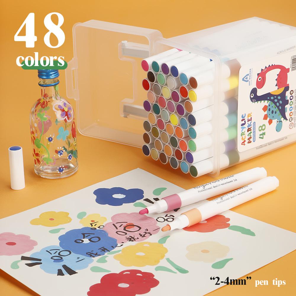 24-120 Colors Art Markers Quick-Drying Waterproof for Painting Wood Glass DIY CD Paper Kids Gift Art Stationery School Supplies