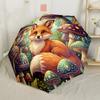 Celestial Fox Lavender Dream Art Automatic Umbrella Folding Umbrella with 8 Ribs Compact Design Travel Essential Fashionable Best for Christmas