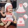 2Pcs/Set Baby Chef Apron Hat Newborn Photography Props Kids Costumes Chef Baby Cook Costume Photography Clothing Baby Souvenirs