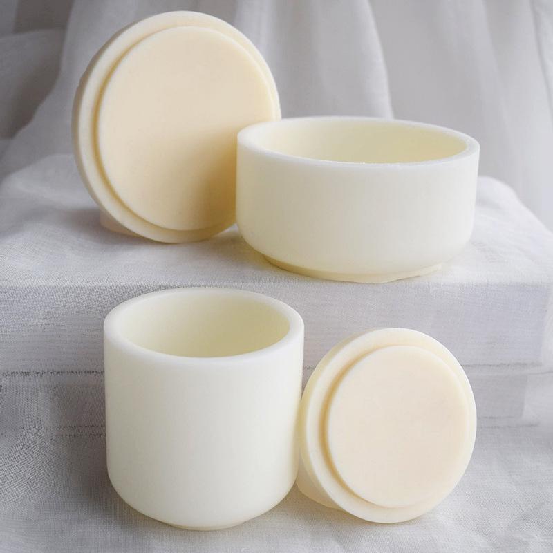 תבנית סיליקון עגולה לכוס נר עם מכסה, קופסת אחסון ומראה אפוקסי שרף, עשה זאת בעצמך צמנט, גבס, ארומתרפיה