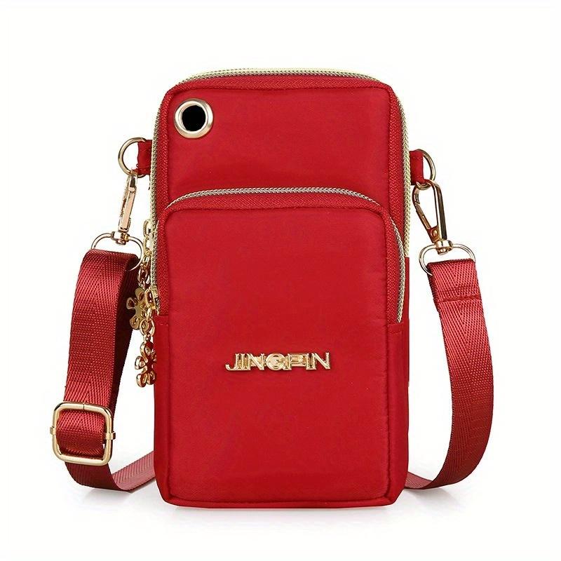 Mobile Phone Bag Women's Crossbody Mini Bags Fashion Solid Color Coin Bag Neck Hanging Shoulder Bag 3 Layer Wallet