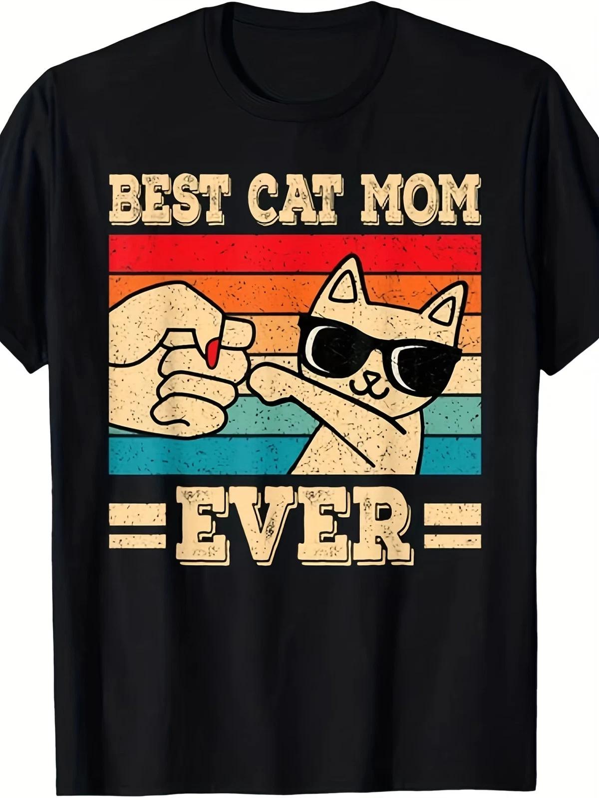 New Limited Edition Funny Cat Mom Graphic T-Shirt - Retro Vintage Cat Lover Tee XXL
